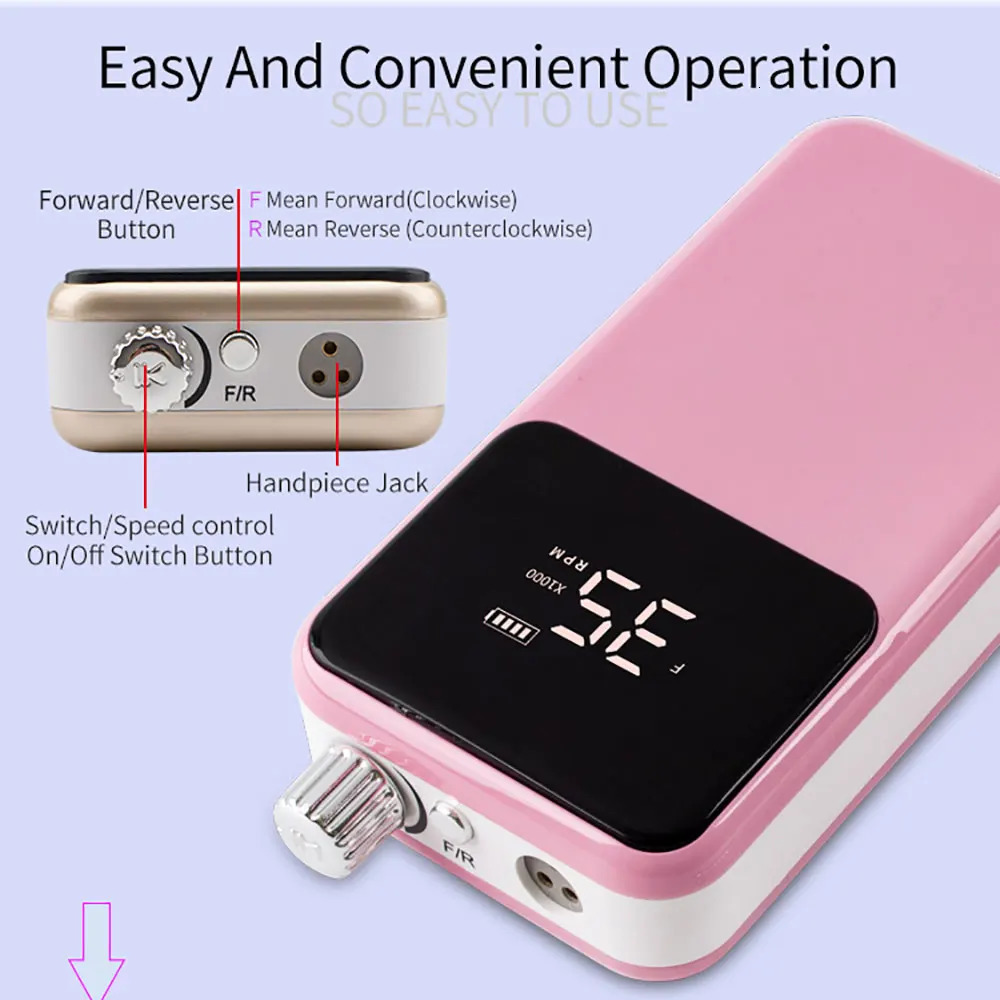 Professional electric nail drill 35000RPM rechargeable nail file nail accessories gel nail polish sander low noise 241007