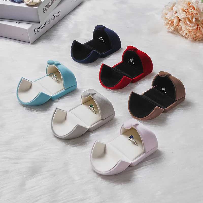 1 piece of multi-color premium double opening pearl treasure box velvet engagement ring box wedding 2 pieces of rings necklaces earrings gift box W241