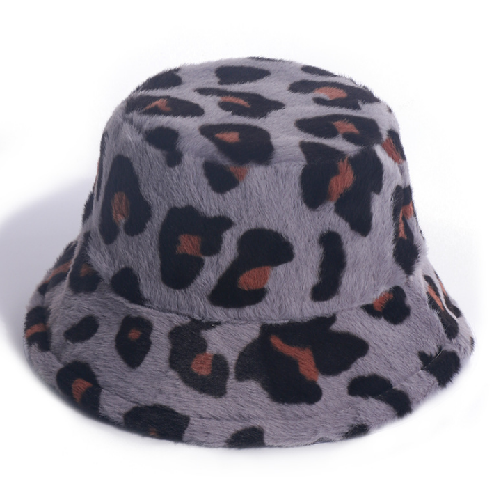 Women Winter Fashion Leopard Print Bucket Hat Wide Brim Hats Fashion Warm Basin Hat Fashion