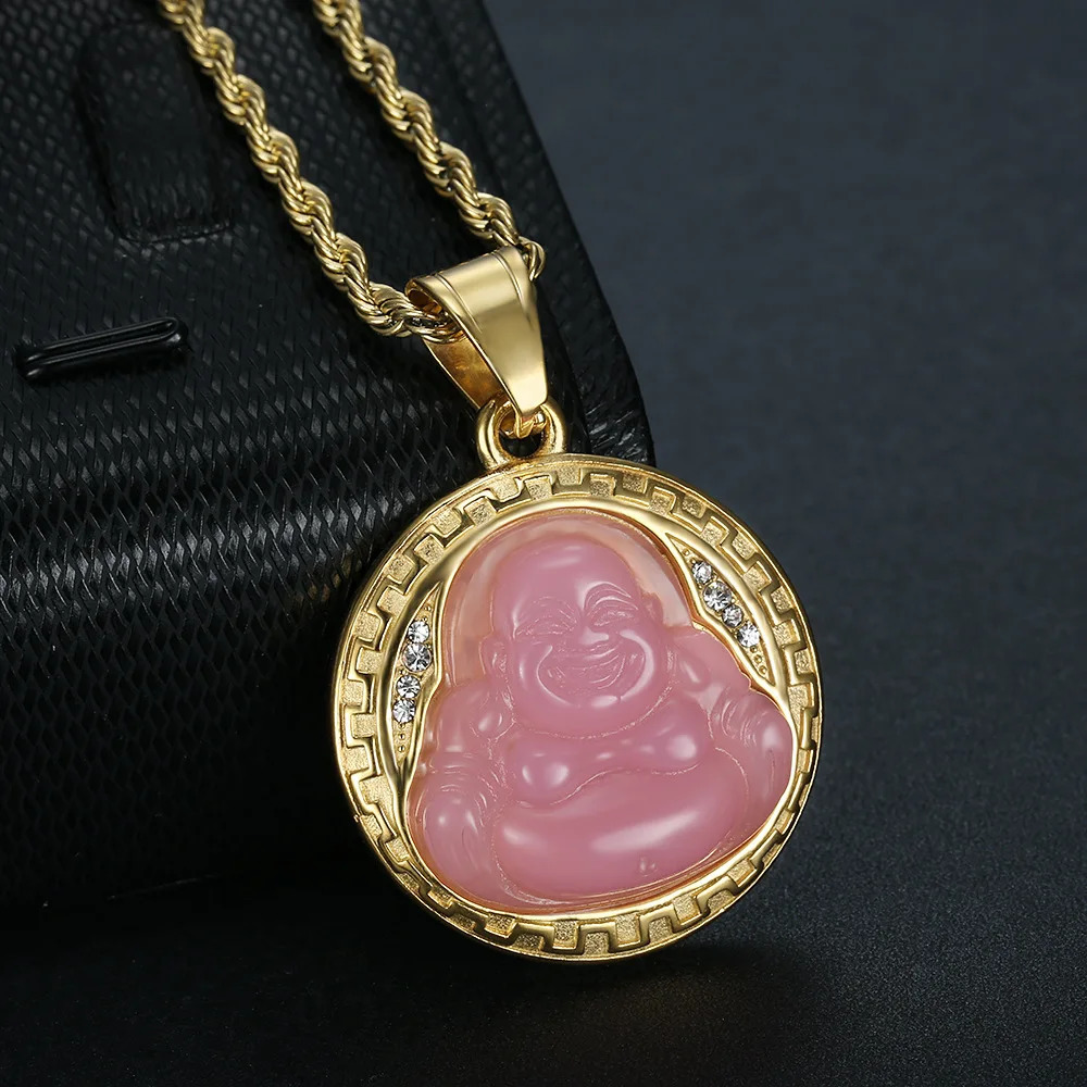 Buddha pendant necklace womens gold colored gemstone necklace fashionable jewelry style direct 241018
