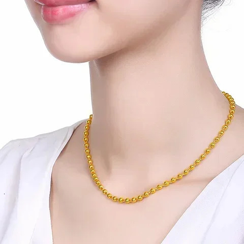 999 Real Gold 24K necklace suitable for both male and female solid ball chains ruling boss chains attracting true wealth 241018