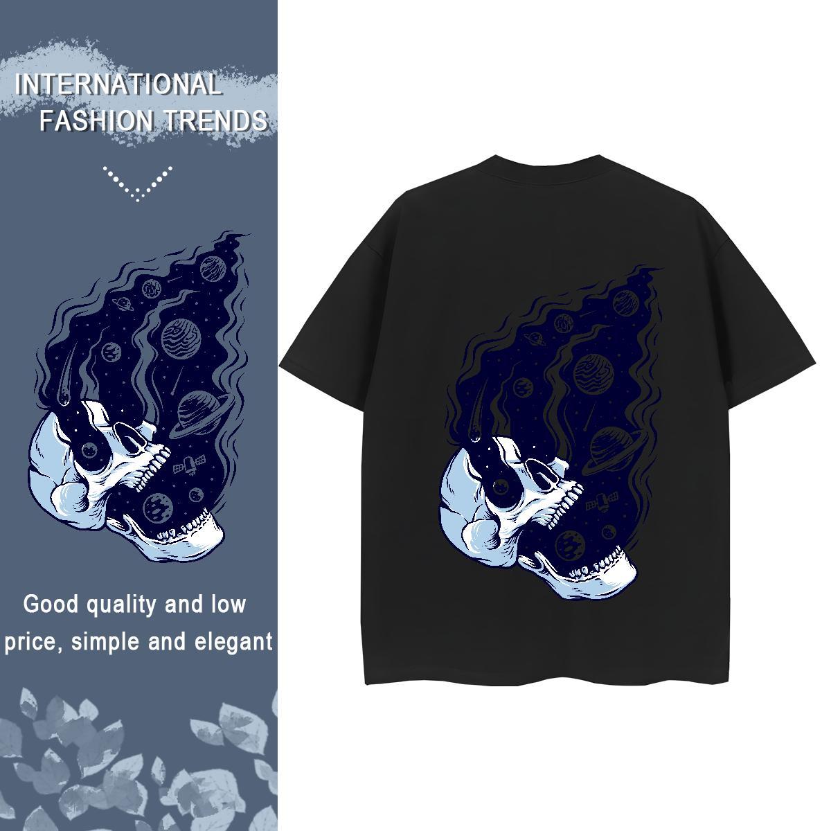 Factory Direct T Shirts Women 230g Cotton Short Sleeve O-Neck Spring Summer skull Couples T Shirts Lady DIY Logo Wear