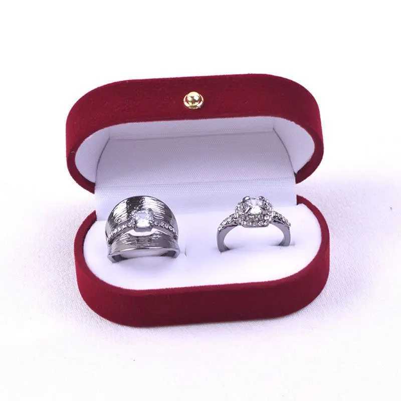 1 portable dual ring box display jewelry gift stand wedding engagement ring box female organizer W241019