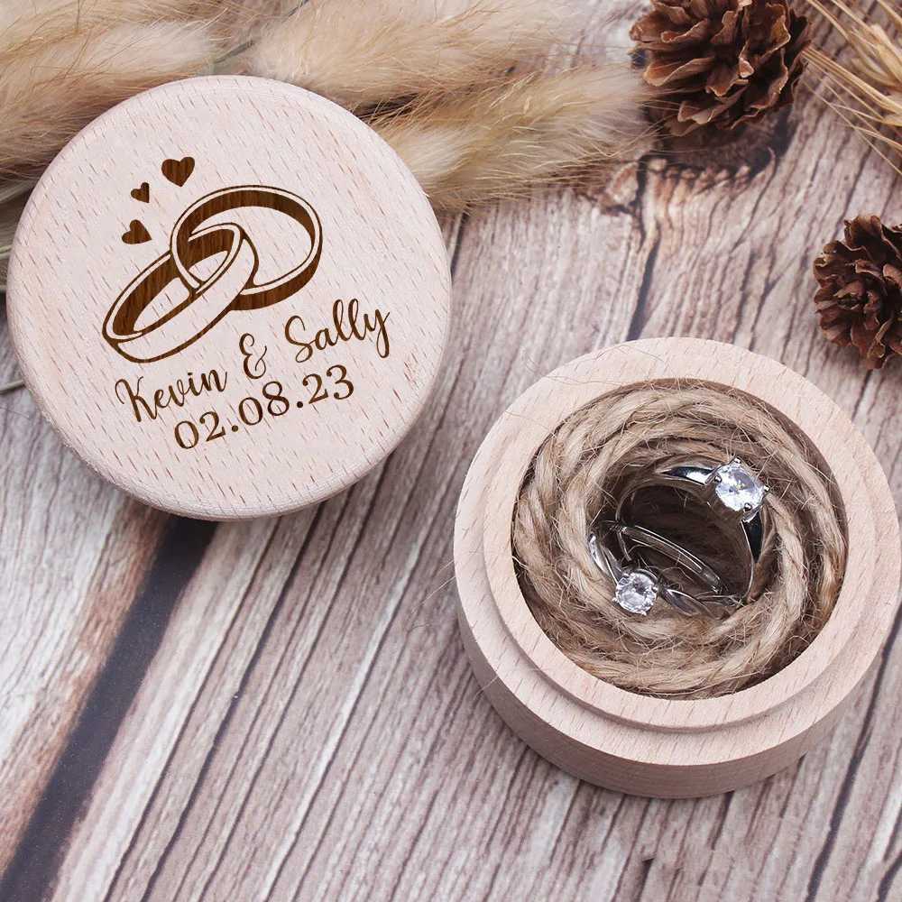 Personalized carved wooden ring box anniversary gift customization name rural ring bearing recommended ring box for her W241019