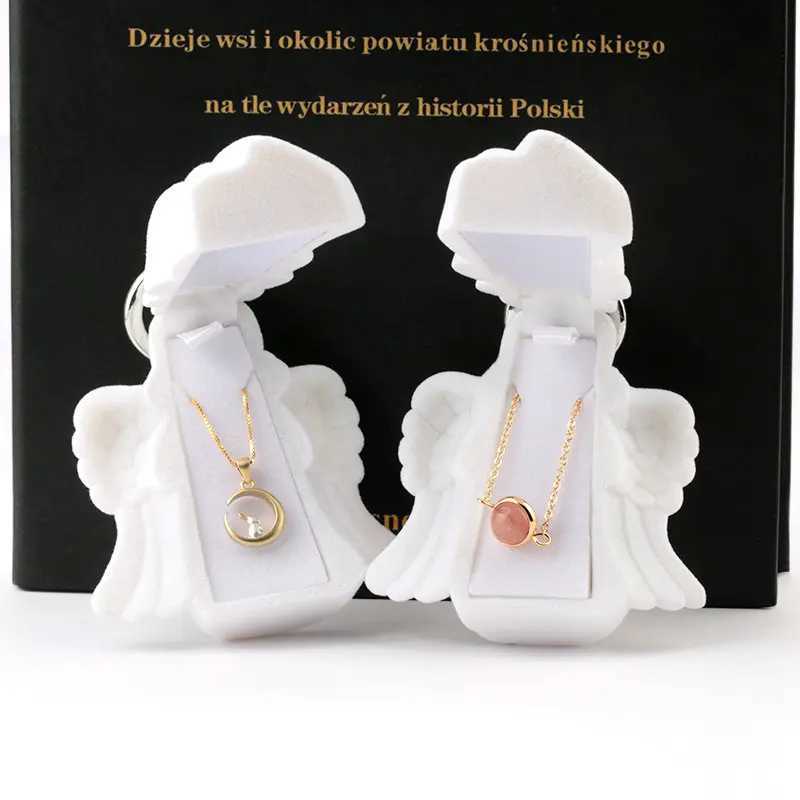 1/2PC Cute Angel shaped Velvet Jewelry Box Wedding Ring Box Gift Box Jewelry Packaging Display Necklace Box W241019