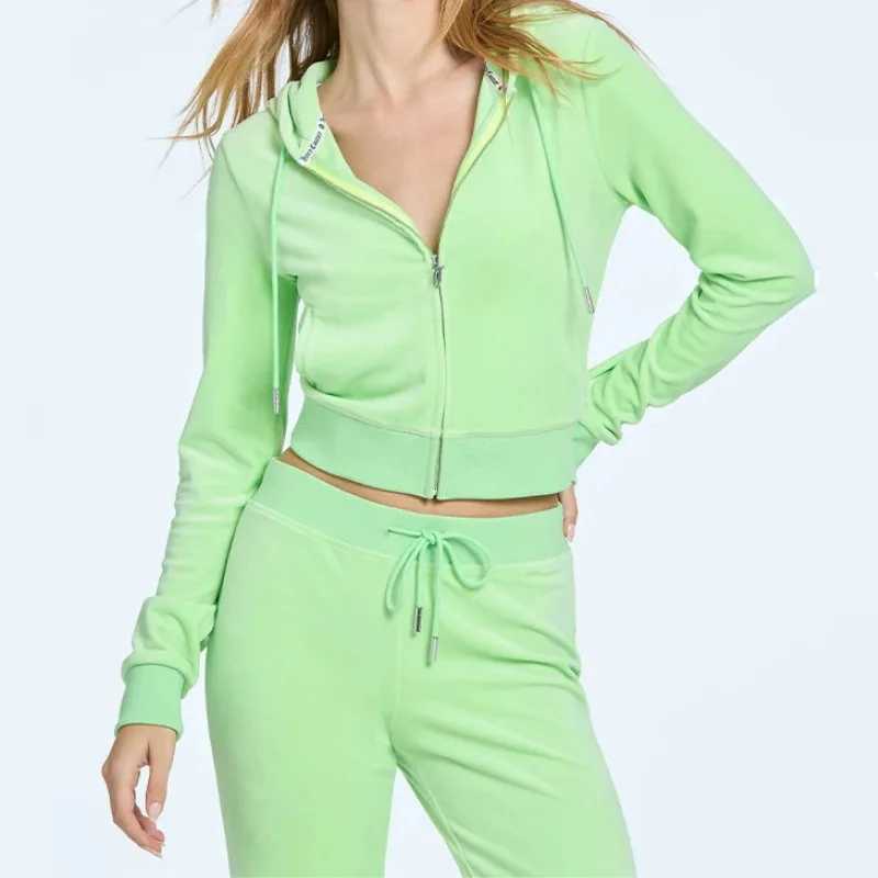 Womens Two Piece Pants JC Lovers brand casual womens suit spring and autumn outdoor velvet womens track and field uniform with collar jogging sportswe