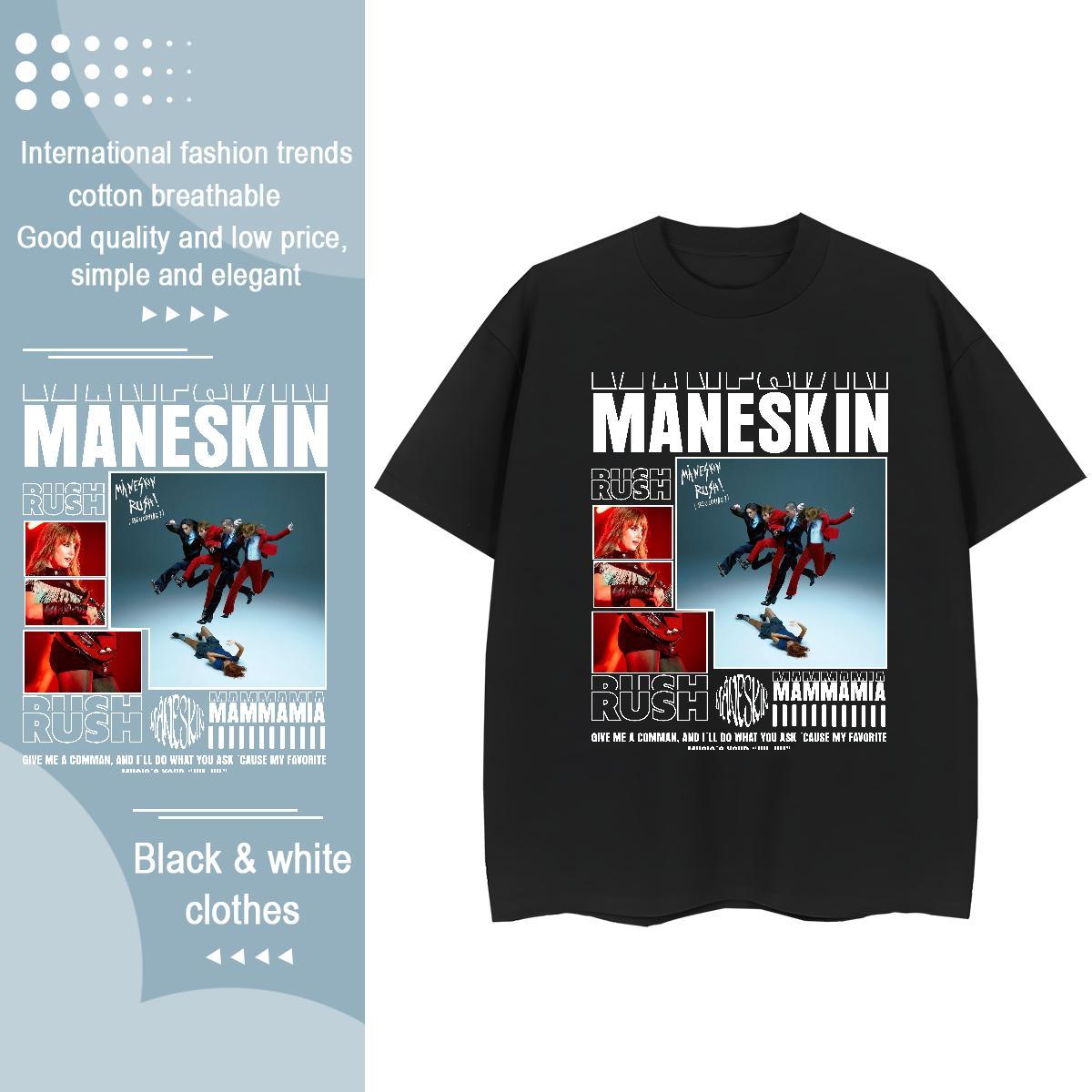 Classic Women T Shirts 230g Pure Cotton Breathable Crew Neck High Street Hip Hop MANESKIN Lady T shirt Loose fit Custom Printed Tees Shirts