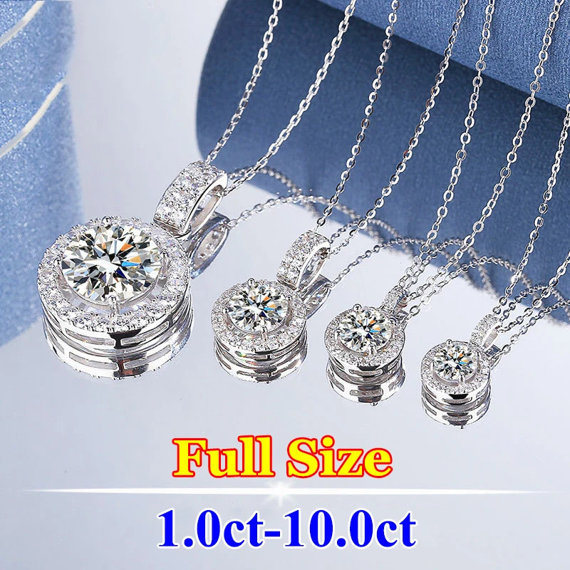 Pure 1ct-10ct Womens Premium Diamond Necklace Original 925 Silver Luxury Pendant Necklace 241018