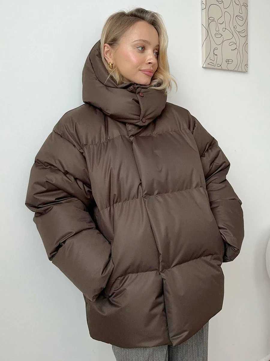 Women's Down Parkas Wolfl Quilted Jacket Womens Winter Fashion Parkas Jacket Retro Bread Jacket Womens Warm Cotton Puff Jacket Y241019A9QE