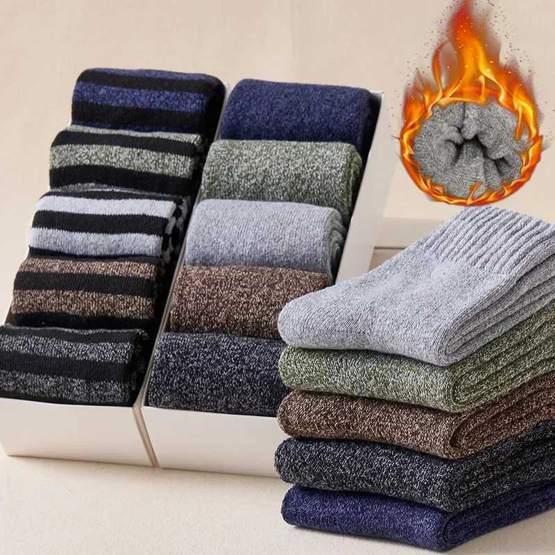 Men Thick Thermal Wool Socks Man Winter Warm Merino Wool Rabbit Solid High Quality Socks Male Cotton Casual Super Thicker SockXJ241019