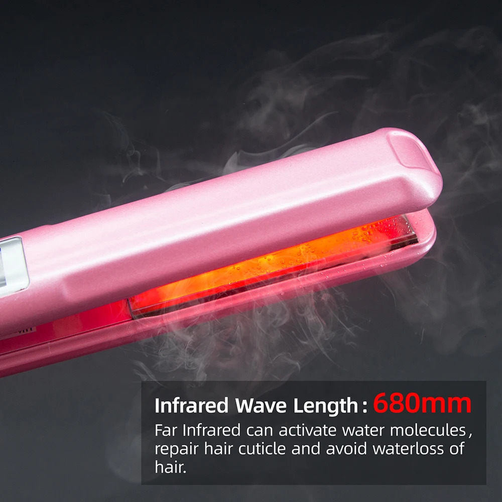 Hair straightener with infrared and ultrasonic technology for professional cold hair care and ironing used for curling drying restoring damage and iro