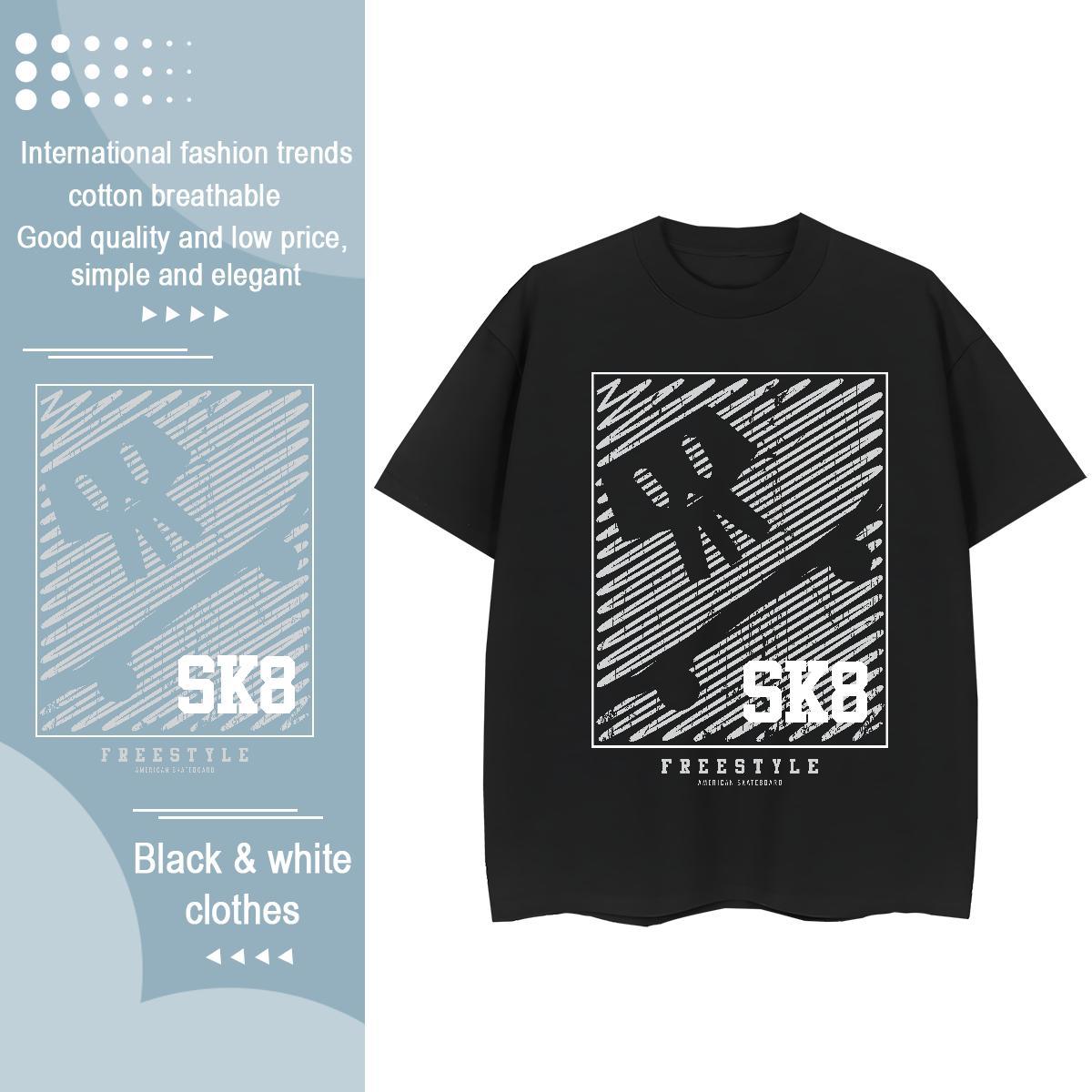 New Arrival Womens T Shirts 100% Cotton 230g Short Sleeve O-Neck Sports Street Wear skull Couples T Shirts 5A Customized Top Shirts