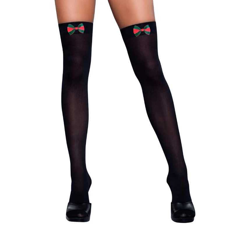Socks Hosiery New Arrive Christmas Bowknot Stockings for Women Clothing Erotic Lingerie Swt Girl Velvet Warm Kn High Socks medias de mujer Y2408330AT1