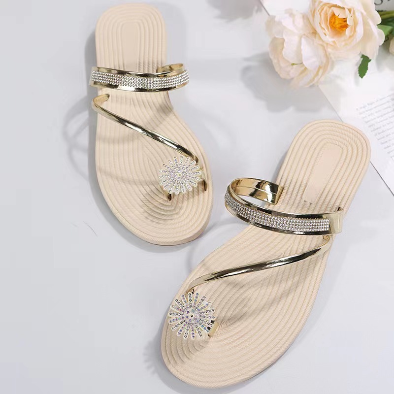 Women S Summer New Fashion Beach Rhinestone Flat Slippers Sandals Designers Designer Shoes Ddmywed ddmythur