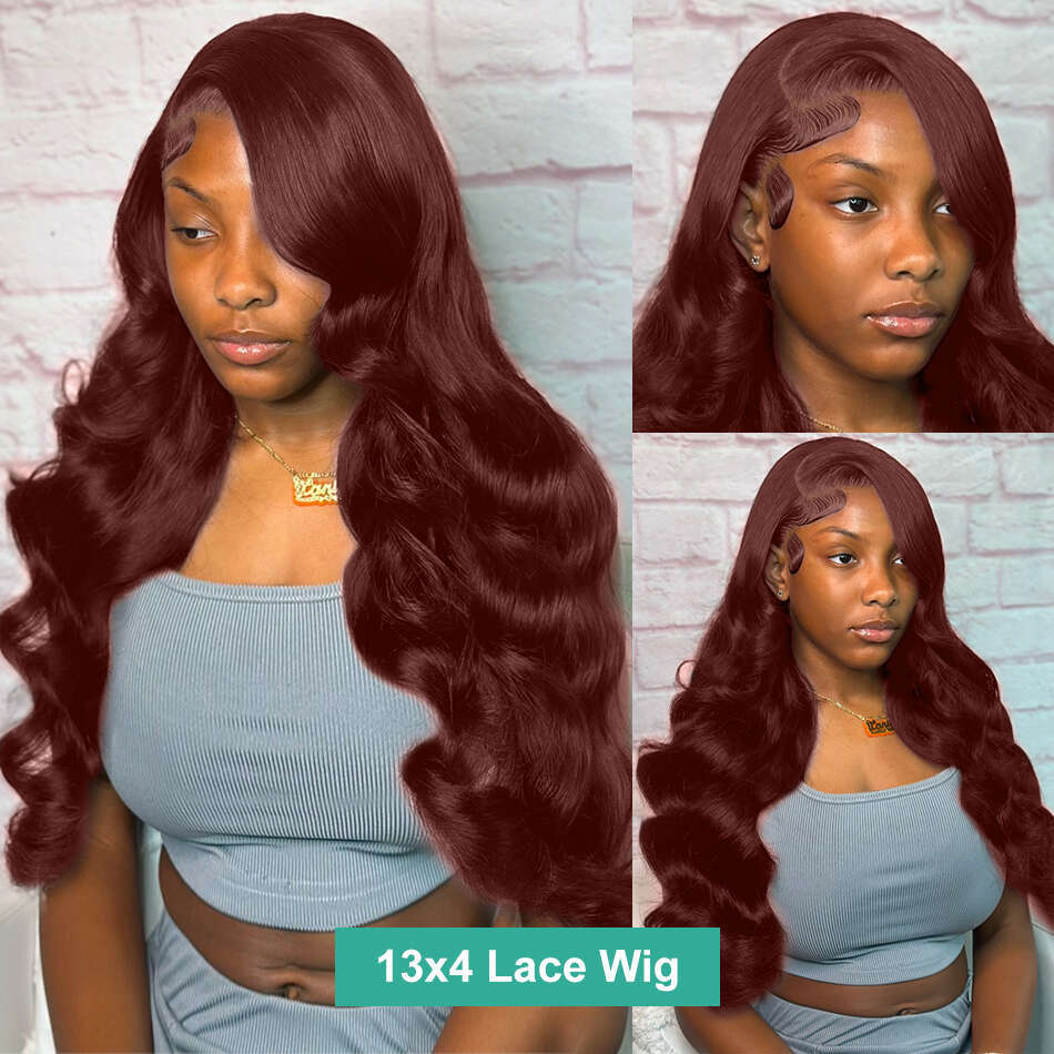 Rosabeauty 250% Density Reddish Brown Body Front Human Hair Wigs Brazilian 30 Inch Water Wave 13x6 HD Lace Frontal Wig