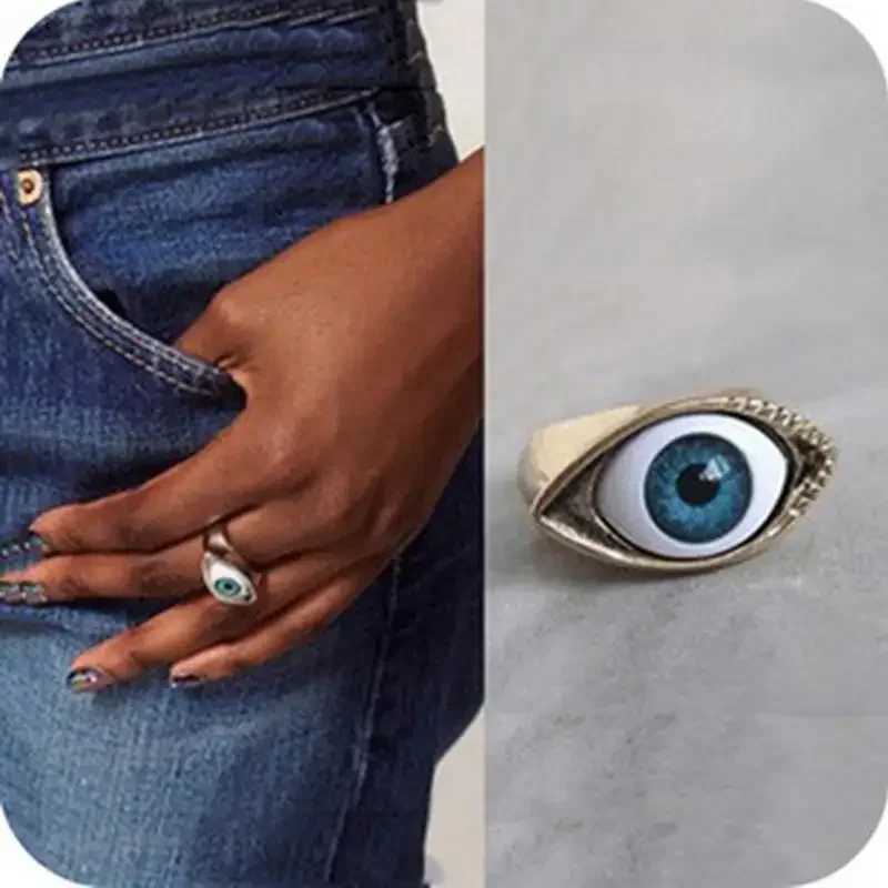 Punk mens glasses ring unisex evil eye retro Halloween jewelry wholesale Exaggerated Gothic ring gift Y241019
