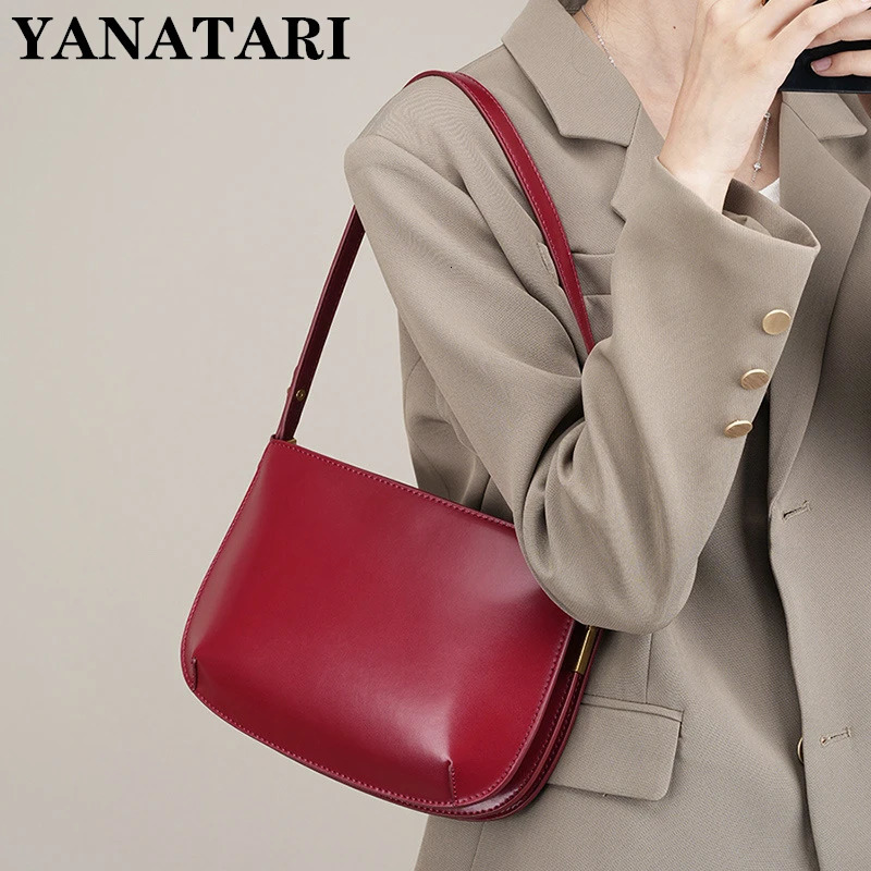 YANATARI genuine leather red shoulder bag womens smallest cross body bag womens handbag womens handbag 241018