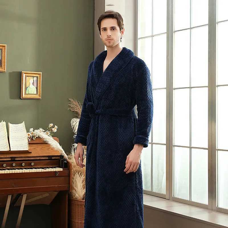 Autumn Winter Bath Robe Thick Flannel Couple Pajamas Nightgown Long Sleeve Bathrobe Fleece Loungewear Sleepwear Warm Robes NewXJ241018