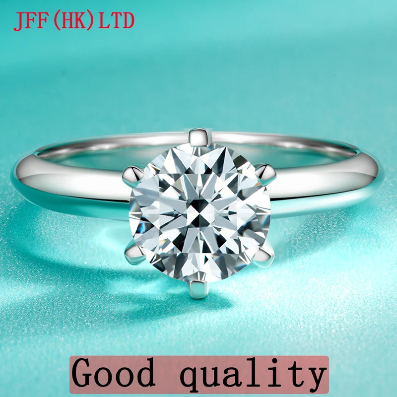 D-color VVS1 EX ring 2ct 3ct 5ct round diamond card engagement 925 sterling silver ring 241007