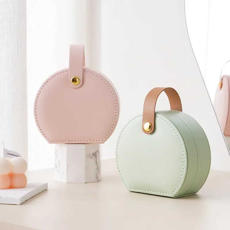 Mini Jewelry Organizer Showcases Travel Jewelry Boxes Earrings Rings Portable Handbags Jewelry Boxes Leather Storage W241019