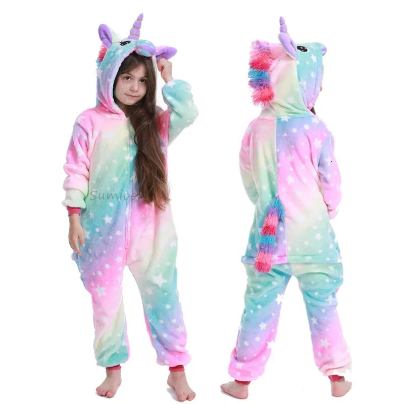Boys girls animal pajamas childrens sewing Christmas panda role-playing costumes Halloween childrens unicorns kigurumi onesies 241018