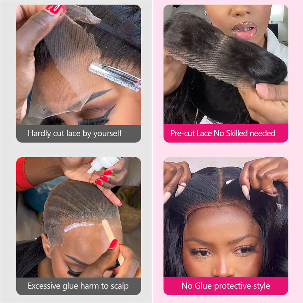 Wear Ready To x Lace Closure Wig Body Wave Glueless Human Hair No Glue Pre Cut Density