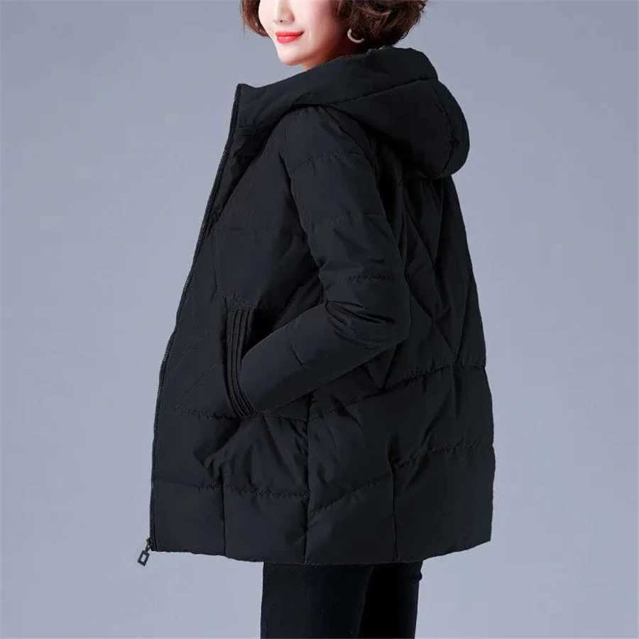 Winter Warm Big Size 4xl Hooded Parkas Coats Women Loose Mid Length Down Cotton Overcoats Thicken Chaqueta Snow Wear JacketsX241019