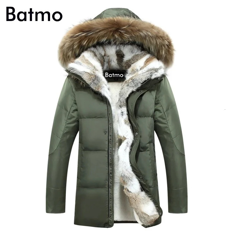 Batmo Winter High Quality Down Jacket Mens Coat Parkas Thick Lined Mens Warm Coat Rabbit Fur Leather Collar PLUS-SIZE 828 241018