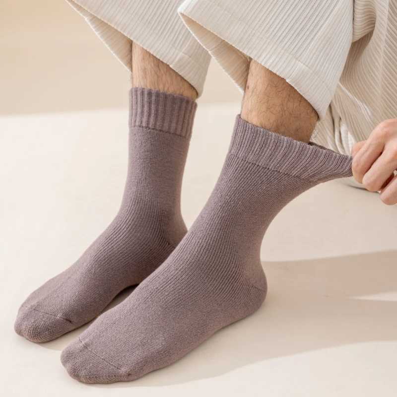 Winter Thickened Warm Mens Merino Wool Socks Harajuku Retro Cashmere Socks High Quality Snow Socks Mens Big Size Long SocksXJ241019