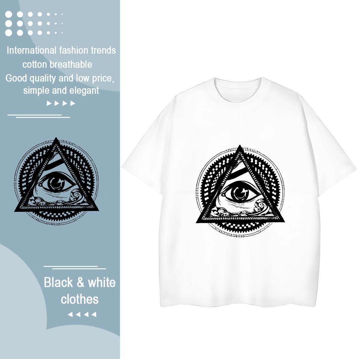 New Womens T Shirts 230g Cotton Crew Neck Breathable Casual Daily Wear eyes Women Tshirts Soft DIY Anime Printed Tee Shirt