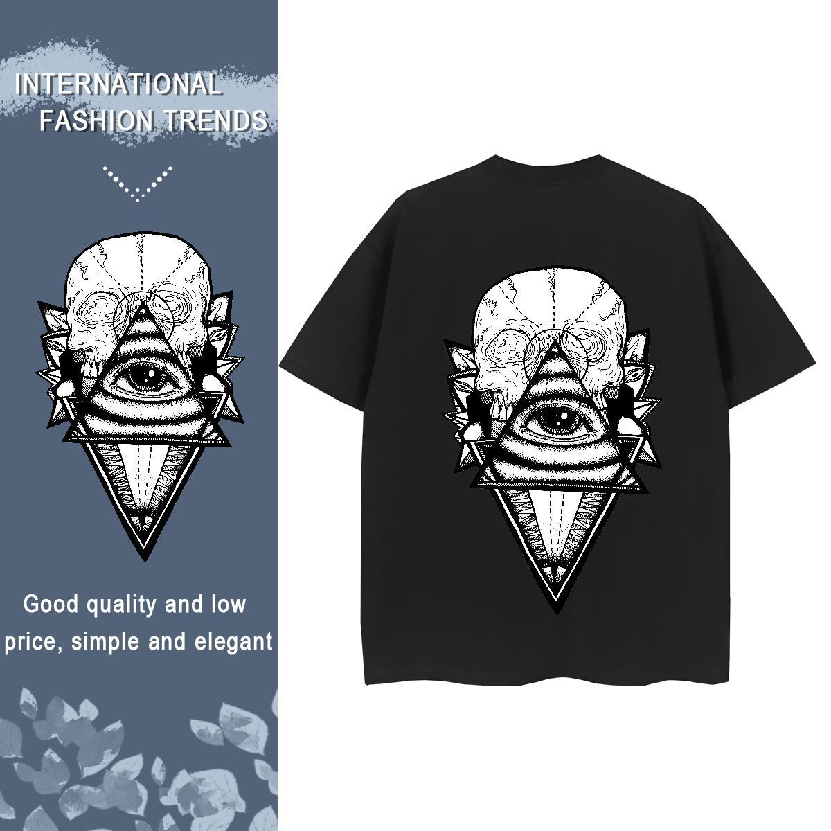 Stylist T shirt 230g 100% Cotton Breathable Soft Casual Sport eye of the devil Women Tees Unisex Custom Print Plus Size Tees Shirts