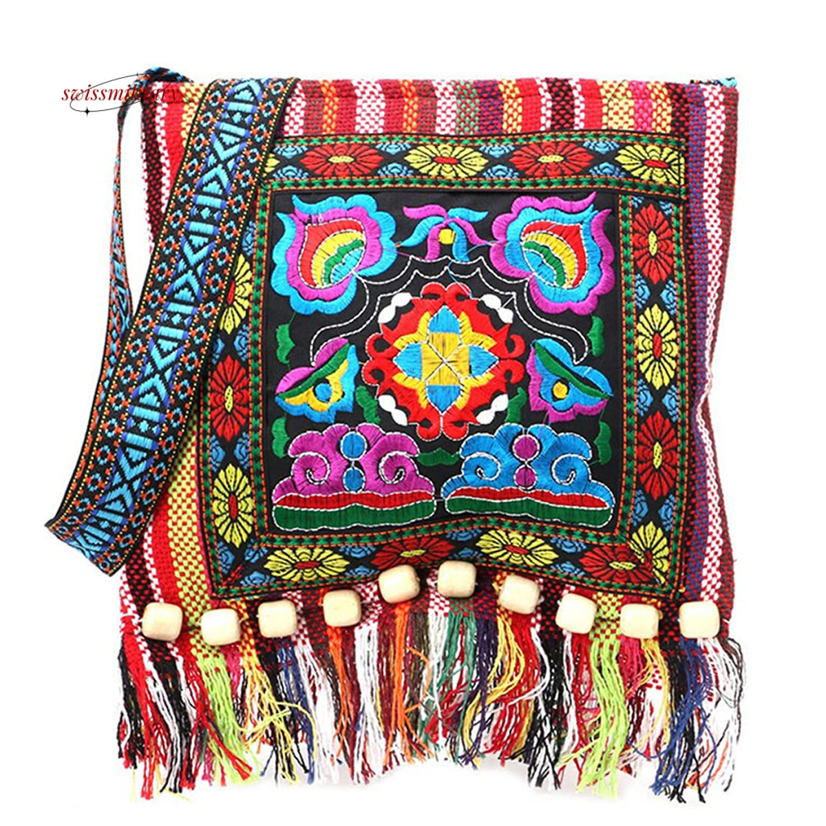 Women's Ethnic Style Versatile Crossbody Bohemian Embroidered Tassel Hanfu Bag #7 swissmilitary