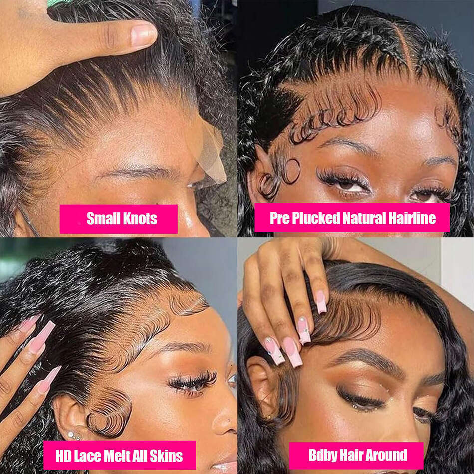 13x4 Body Wave Front Wigs For Black Women Transparent Lace Frontal Wig Human Hair Pre Plucked XVE