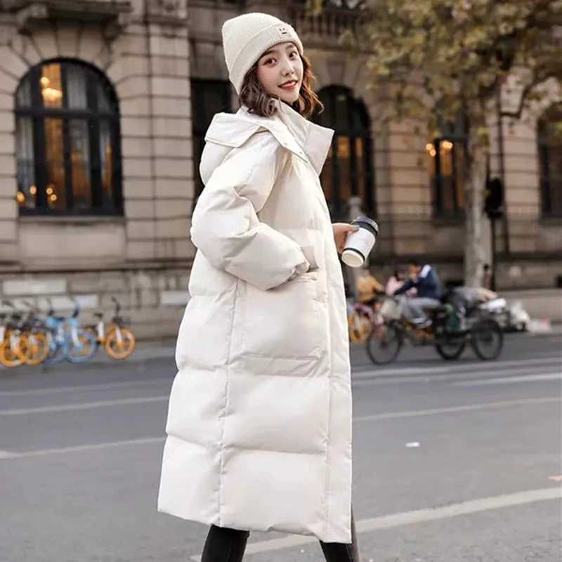 2024 Winter Women Jacket Coats Long Parkas Female Down Cotton Hooded Overcoat Thick Warm Jackets Windproof Casual Student CoatX241019