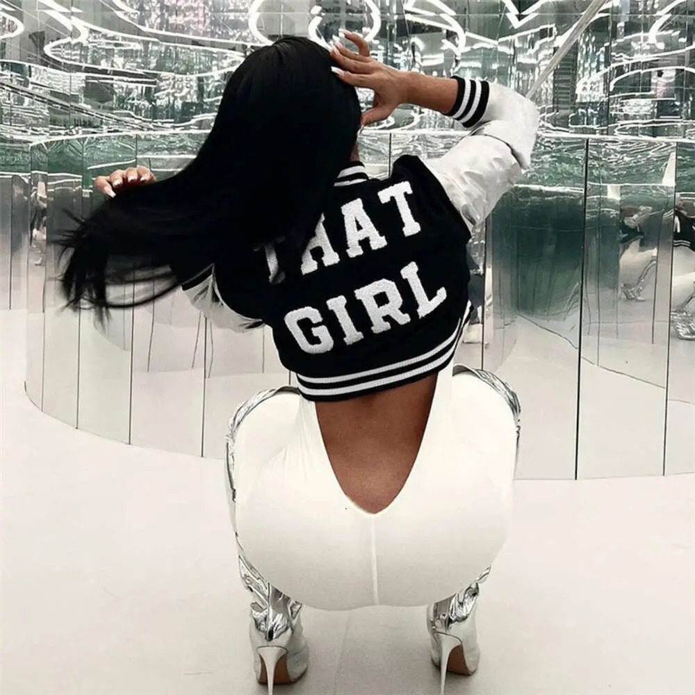 Fashionable womens embroidered patchwork slim fit personalized baseball jacket autumn/winter Y2k clothing jacket 241019