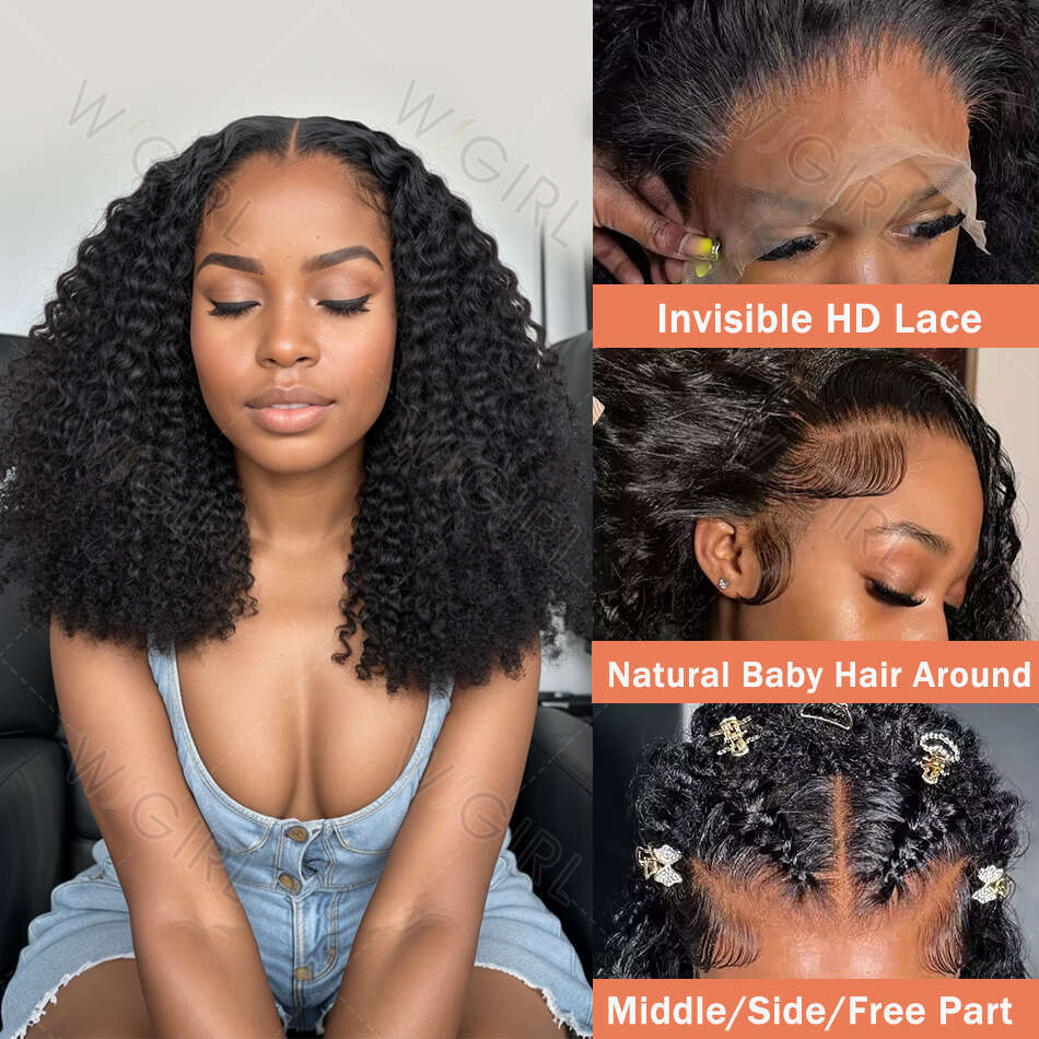 250 Density 13X4 HD Transparent Curly Short Bob Wear And Go Human Hair Wigs Deep Wave 13X6 Lace Frontal 5X5 Glueless Closure Wig