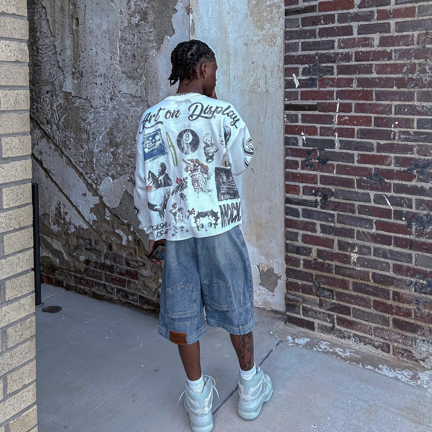Y2K Autumn Long Sleeve Top Mens Harajuku Hip Hop Cartoon Graphic Printed Long Sleeve Gothic Fashion White T-shirt Top 241019