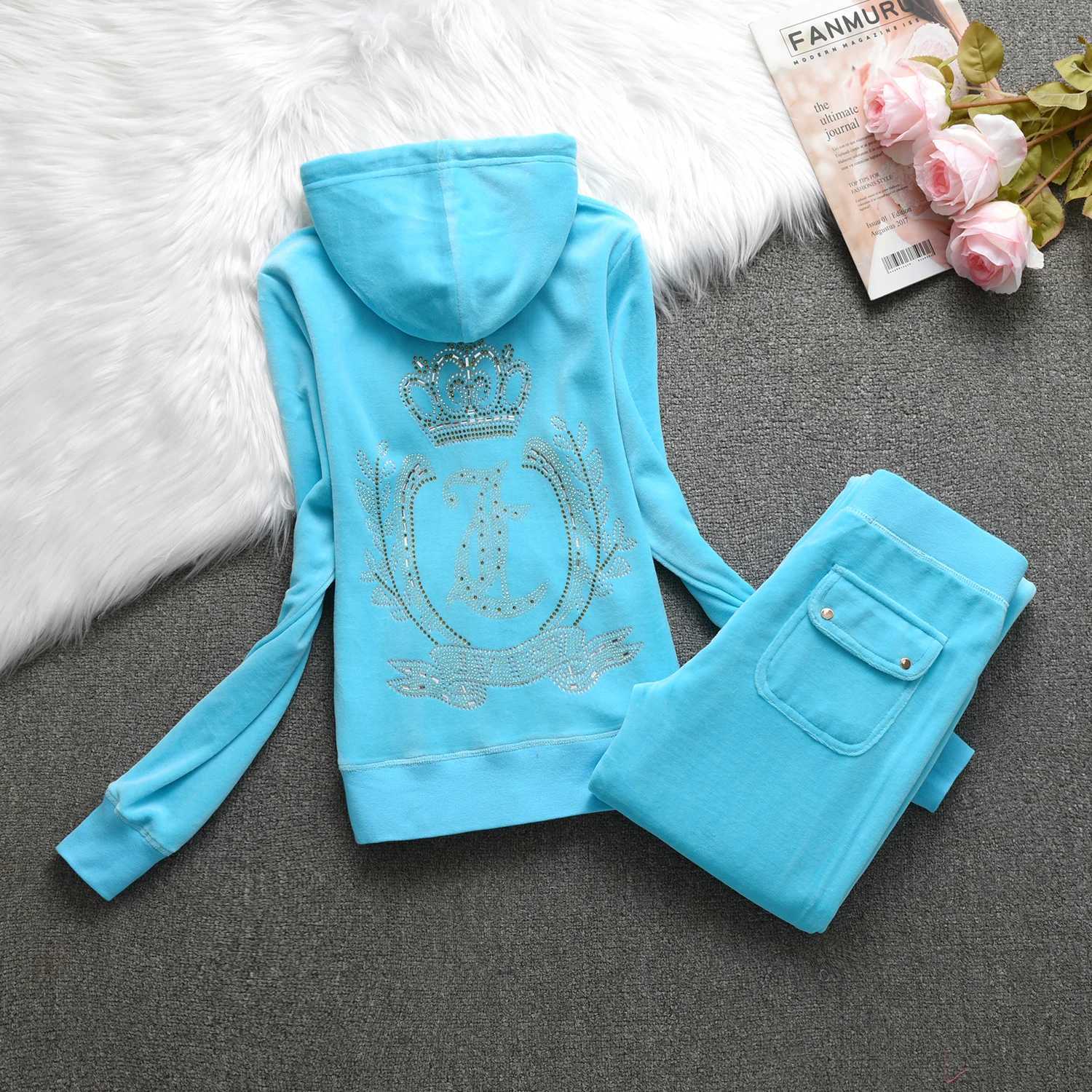 Women's Two Piece Pants JUICY COMETRURE VELVET Casual Tracksuit Womens Velvet Set Diamond Juicy 2 pieces Y241019IYC6 C260312
