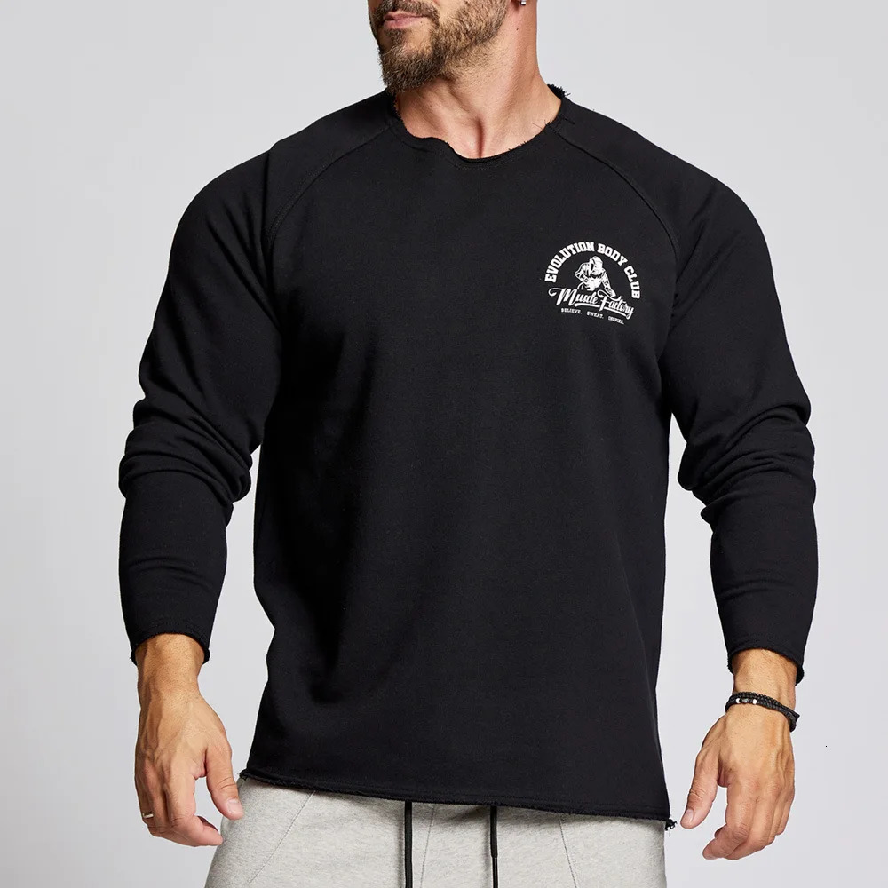 2025 Spring and Autumn Mens Muscle Sports Running Gym Long Sleeve T-shirt High Quality Casual Cotton Gym Exercise Top 241019