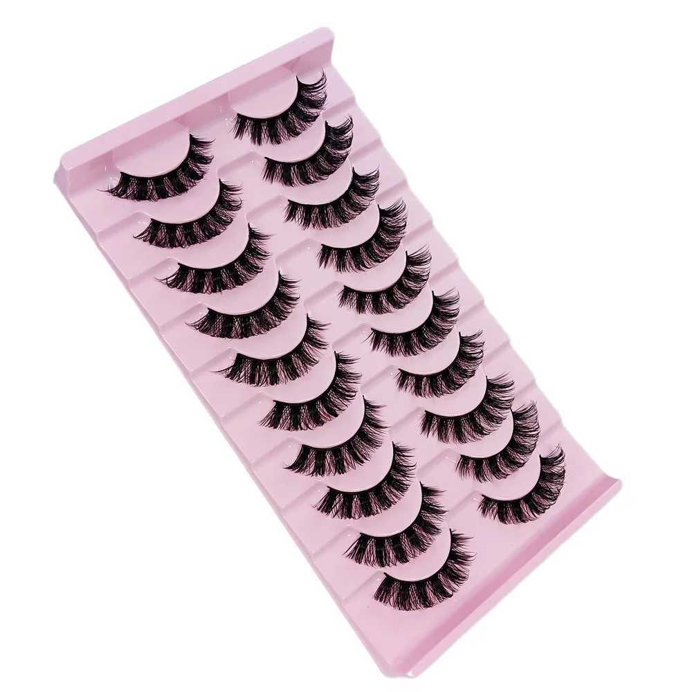 10 Pairs DD Curl Russian Strip Lashes Fluffy Volume False Eyelashes DD Curl Dramatic Messy Faux Mink Make Up Fake LashesXJ241019