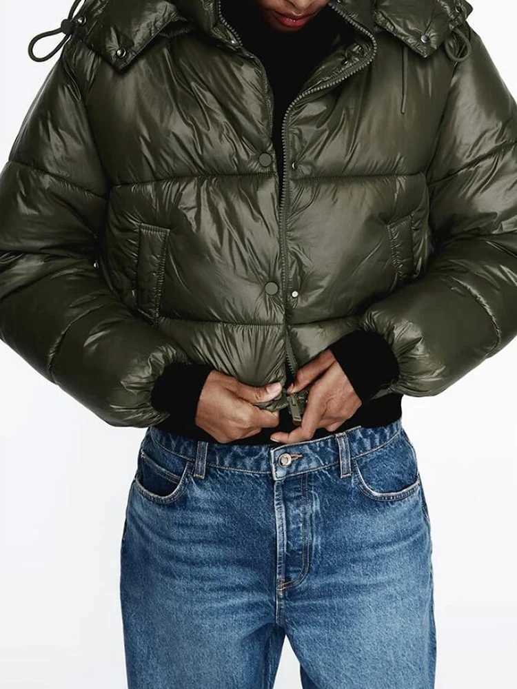 Women's Down Parkas Winter New Eomen Warm Puff Jacket CottonThick Warm Autumn Womens Hooded Sled Pocket Loose Oversized Coat Y241019ZXGP