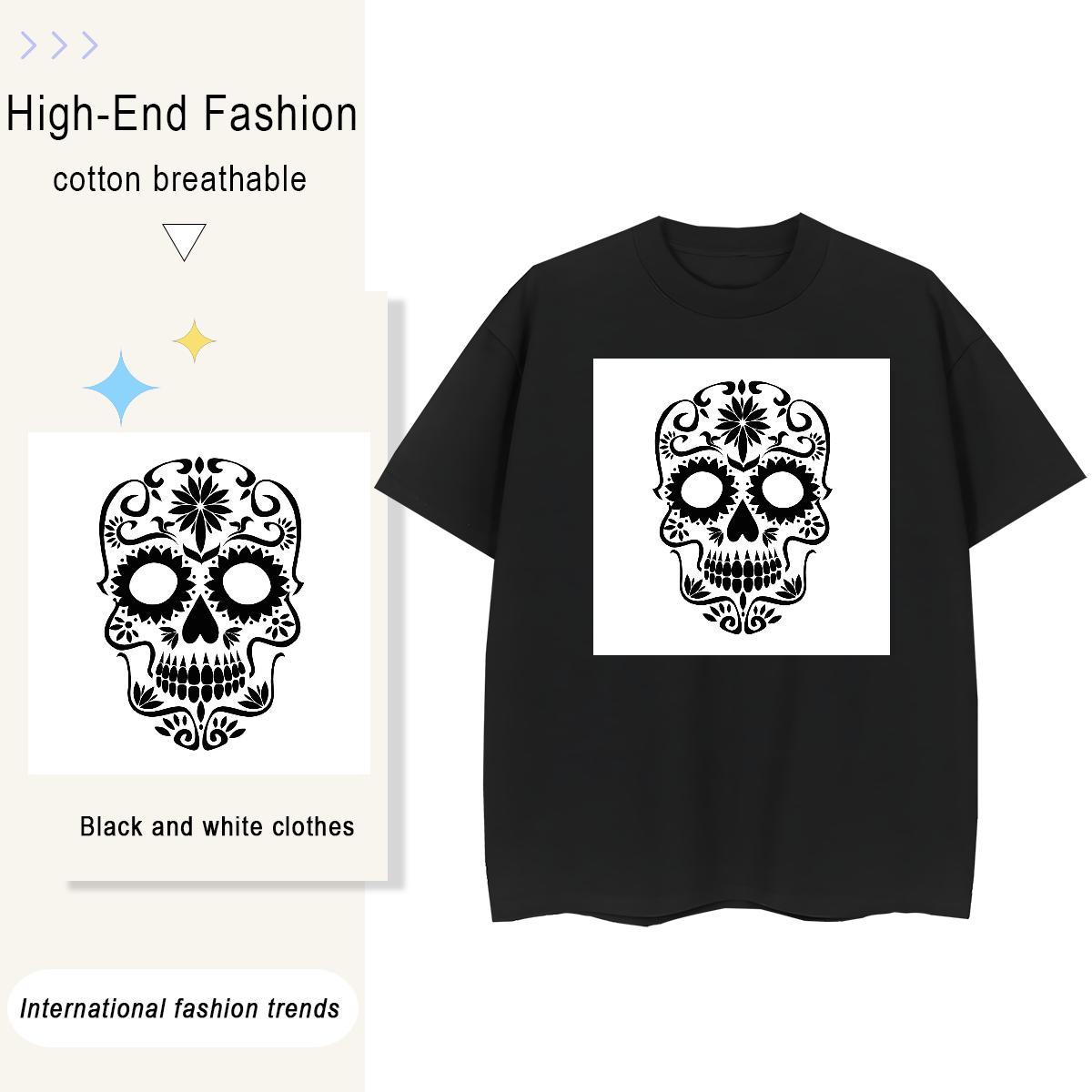 2024 Designer T shirt 100% Cotton 230g Round Neck Short Sleeve Hip Hop Street skull Womens Tshirts Wholesale Plus Size Cartoon Clothes Shirt
