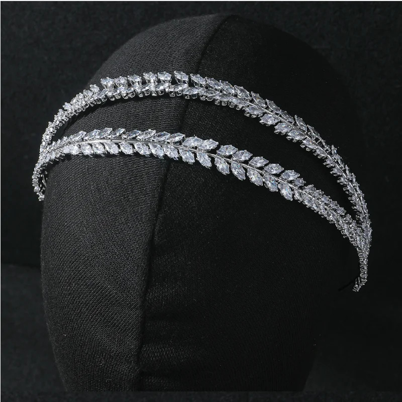 Luxury wedding headband bridal headband cubic zirconia CZ bridal crown headband Tiaras womens hair clip jewelry headband 241018