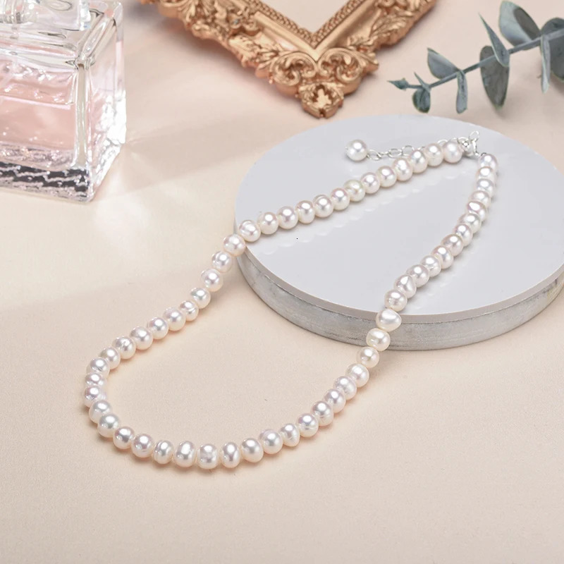 6-7mm freshwater culture womens pearl necklace genuine pearl necklace womens pure silver pearl necklace 241018