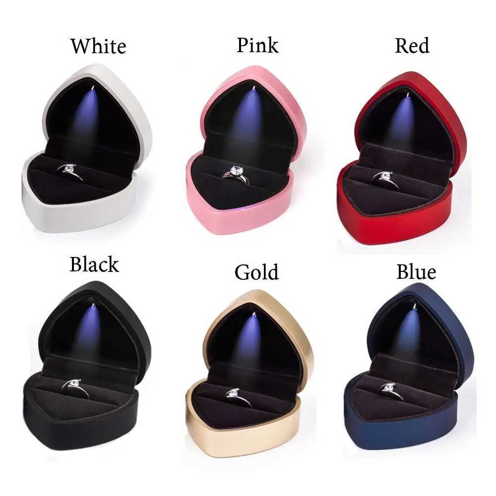 Heart shaped luminous earrings jewelry box jewelry box jewelry box gift ring box packaging decoration box necklace jewelry storage box W241019