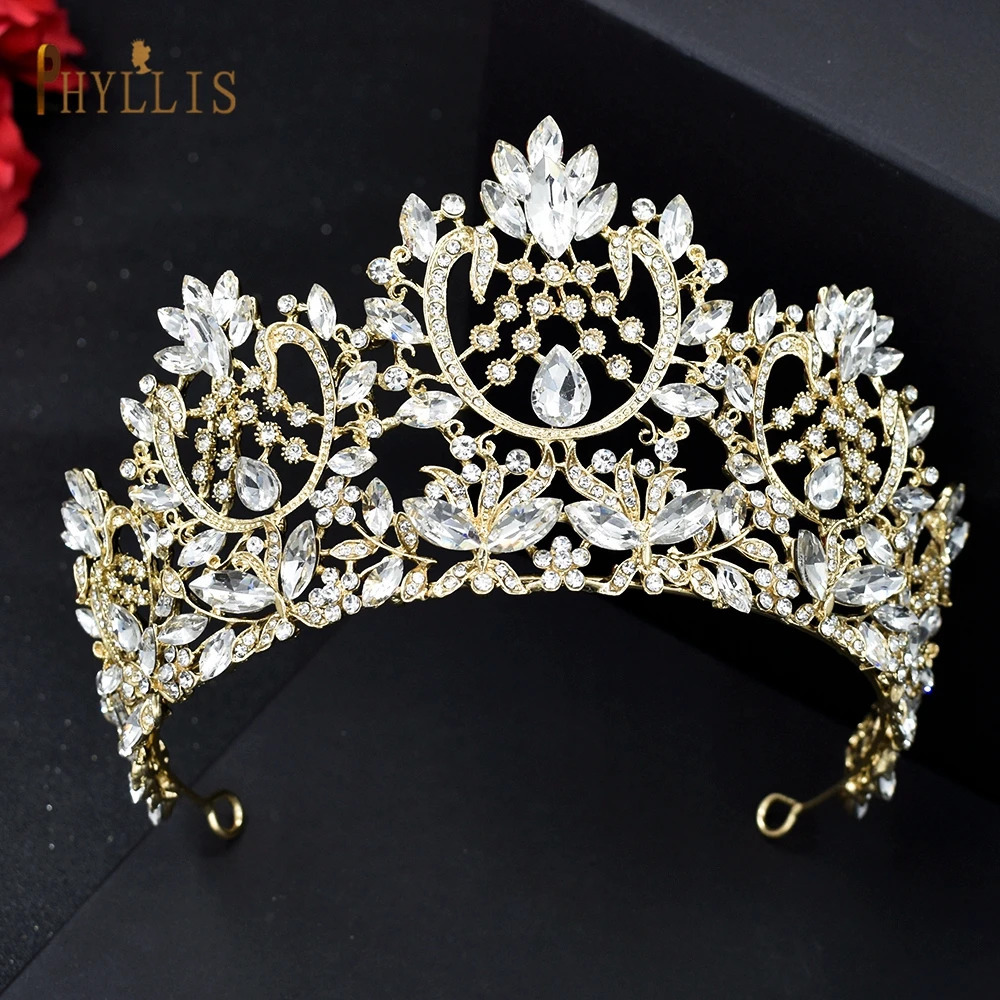 A195 Baroque Wedding Headband Crystal Bridal Crown and Thiaras Hair Jewelry Accessories Women Rhine Stone Jewelry Queen Diadems 241018