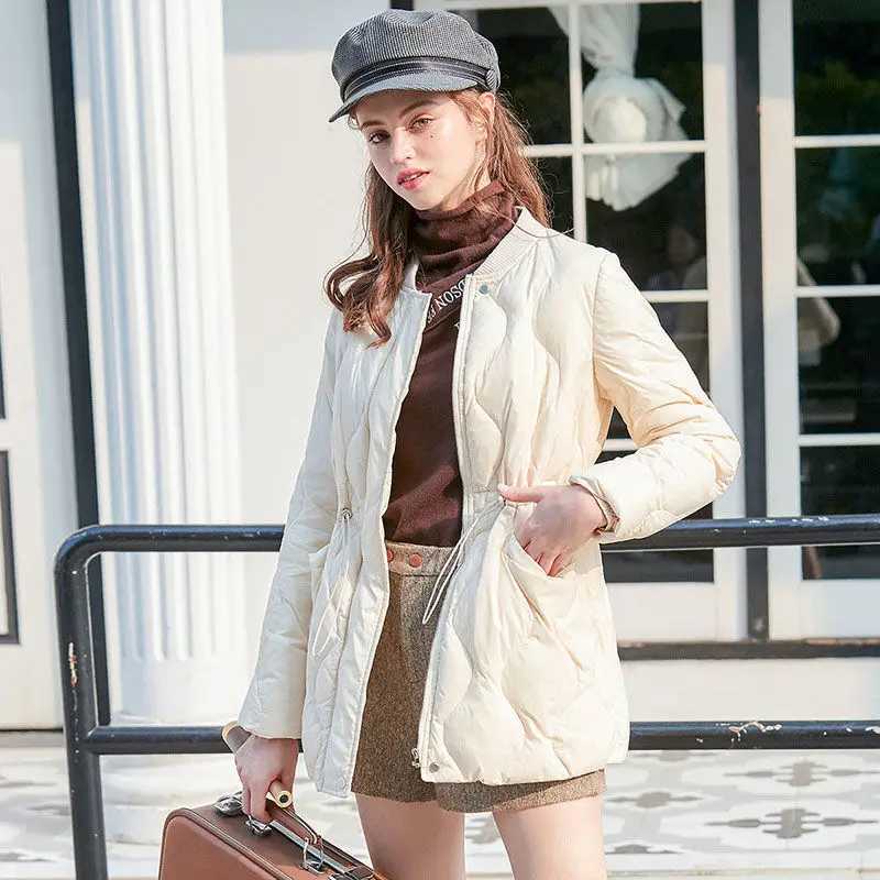 Womens medium long down cotton coat Ringer thin lightweight new slim fashion outdoor comfortable warm coatX241019