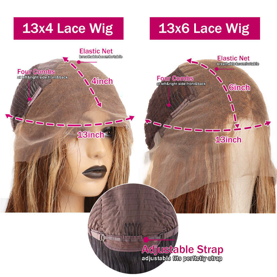 250 Density 13x4 HD Frontal 4/27 Highlights Blonde Colored Wigs Brazilian Straight Lace Front Human Hair Wig