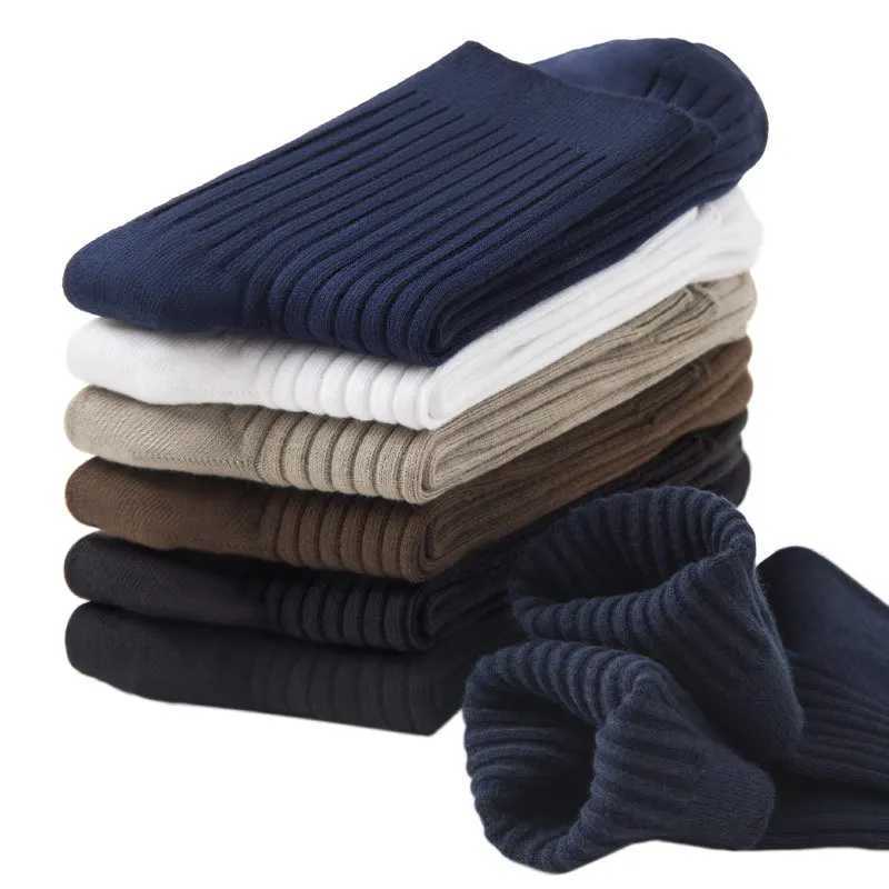 1 Pair Mens Socks Casual Business Stripe Socks Deodorant Breathable Black Man Travel Winter SocksXJ241019