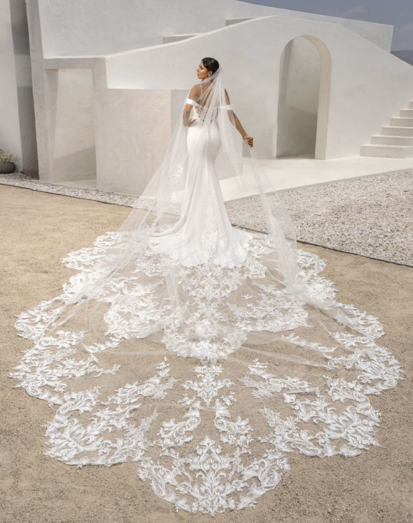 Gorgeous Wedding Veils Appliques One Layer Cathedral Length Bride Veil Applique Edge Custom Made Bridal Accessories